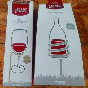Steady sticks bottle and wine glass holders